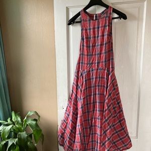 Free People Plaid Raw Hem Ruffle Maxi Dress